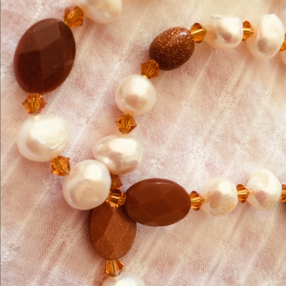 Two lovely goldstone necklaces - one with pearls - Picture 7 of 7